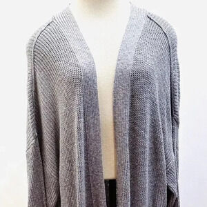 NWT SONOMA Women Long Sleeve Open Front Knit Gray Long Cardigan Sweater Size 3X